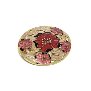 Fish and Crown vintage Cloisonné brooch